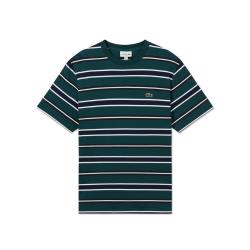 LACOSTE 法国鳄鱼男装春夏经典潮流舒适百搭休闲条纹宽松T恤