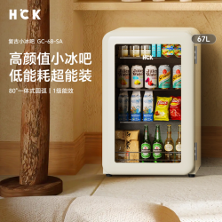 哈士奇 小冰吧家用客厅小型迷你饮料透明小冰箱办公室保鲜冷藏