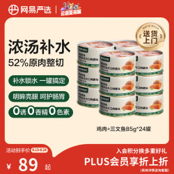 网易严选 网易天成严选猫湿粮零食浓汤大口肉罐头鸡肉+三文鱼 85g*24罐