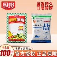 厨邦 味精100g小袋高纯度家用厨房素食蔬菜炖汤提鲜调味料鸡精味精 厨邦味精100g+深井盐250g