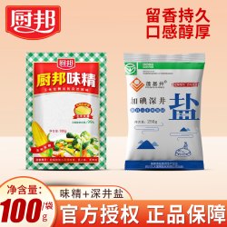 厨邦 味精100g小袋高纯度家用厨房素食蔬菜炖汤提鲜调味料鸡精味精 厨邦味精100g+深井盐250g
