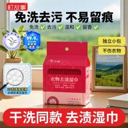 町故事 免洗清洁湿巾衣物去渍强力去污羽绒服干洗专用湿纸巾独立装