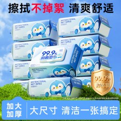 乐仙町 80抽湿巾纸家用实惠擦手擦脸成人儿童抑菌手口可用加大加厚湿纸巾