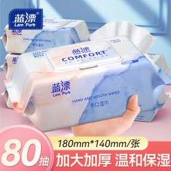 蓝漂 80抽/大包湿巾亲肤家用宝宝手口屁湿纸巾加厚擦手加厚湿巾纸