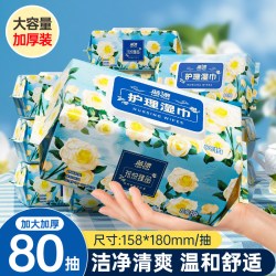 蓝漂优 80抽蓝漂湿巾纸大包装手口屁专用加厚大尺寸实惠装水润亲肤湿纸巾