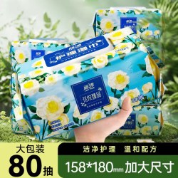 蓝漂 80抽加大尺寸手口屁可用湿巾成人老年人护理用亲肤柔韧湿纸巾