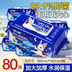 蓝漂 99.9%抑菌湿巾家用大包装80抽婴儿宝宝安心擦手口清洁湿纸巾