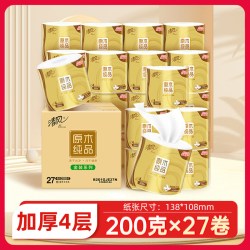 清风 4层加厚金装卷纸多规格卫生纸巾卷筒纸家庭装
