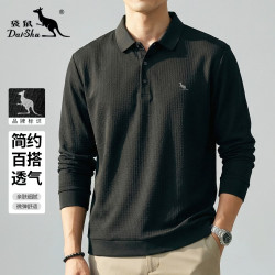 袋鼠 春夏亲肤舒适弹力长袖Polo衫男