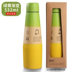 CUP MYSTERY 跨境热销保温杯304不锈钢真空杯可乐瓶大容量便携运动水杯 绿黄渐变