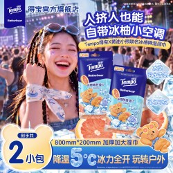 得宝 黄油小熊联名冰感降温湿巾夏季户外擦汗2包