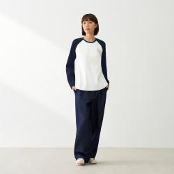 無印良品 MUJI 【华夫格】插肩袖长袖T恤 打底衫