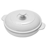 staub 珐宝 法国进口 珐琅陶瓷烤锅 奶酪烘焙锅 双耳 带盖 20cm 白色 8 英寸 (约 20 cm)