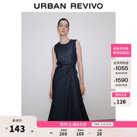 UR UR2026春季新款女装气质简约扭结收腰牛仔连衣裙UWM860141