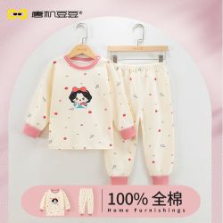 唐机豆豆 春秋爆款女童卡通纯棉可爱圆领家居服长袖秋衣套装
