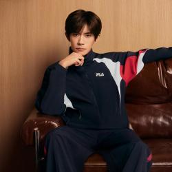 FILA 男装防晒凉感运动外套男士宽松梭织连帽外套