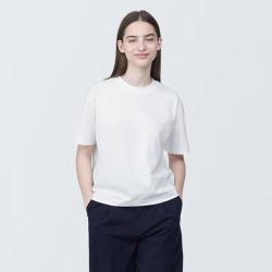 無印良品 MUJI 【天竺织】圆领短袖T恤 女士上衣