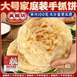 美粮坊 手抓饼批发家庭装早餐正宗葱油饼原味大张手抓饼100g半成品