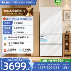 海尔 小红花2.0系列 BCD-549WGHFDC9WFU1 风冷法式门冰箱 549L 肤感白