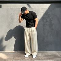 月伊纺 亚麻阔腿裤男夏季宽松直筒棉麻休闲裤中国风大码弯刀裤青年哈伦裤