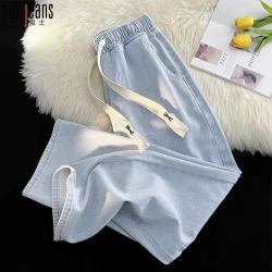 Tony Jeans Tonyjeans薄款港风街头宽松直筒休闲潮百搭X绳男女牛仔裤2026