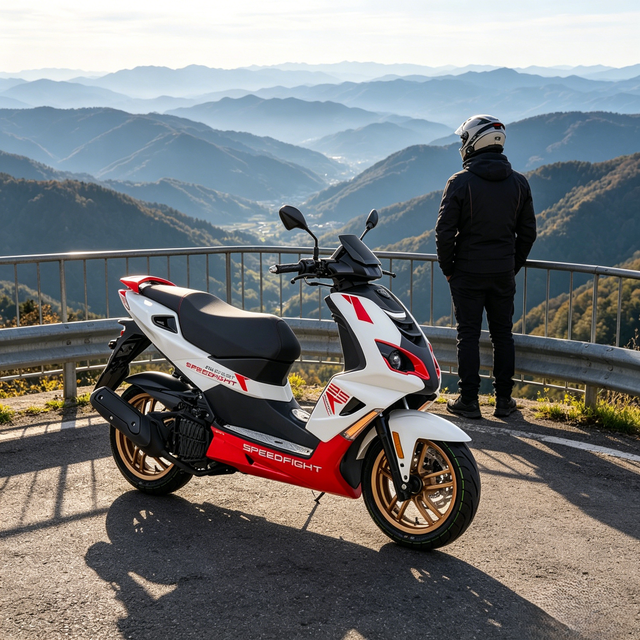 标致 SPEEDFIGHT4+ 150cc 复古通勤省油踏板燃油摩托车 冰雪白/魅力红