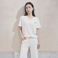 太平鸟 含桑蚕丝V领修身女士T恤