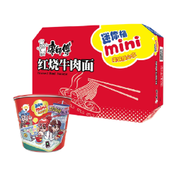 康师傅 张艺兴代言康师傅方便面迷你桶红烧牛肉面47g×12杯整箱装泡面 1件装