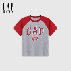 Gap 男童春款印花logo撞色插肩短袖T恤儿童装上衣791434 红色 130 cm(8-9岁) 亚洲尺码