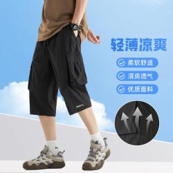 361° 夏季七分工装裤男时尚透气户外运动宽松薄款休闲裤