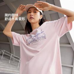 李宁 短袖T恤女士2024运动生活系列圆领春季针织运动服