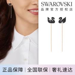 施华洛世奇 Swan仿水晶黑天鹅耳线耳环耳饰女高级感轻奢百搭七夕情人节礼物