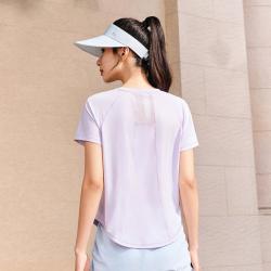 安踏 夏季防晒透气冰丝女T公主线小蛮腰运动短袖跑步t恤针织上衣