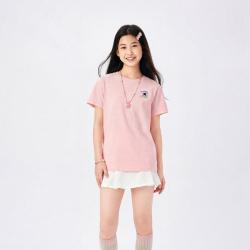 匡威 26夏匡威儿童短袖T恤纯棉透气舒适短T后背印花女童大童童装