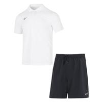 NIKE 夏季翻领短袖Polo衫跑步运动短裤男子时尚休闲两件套