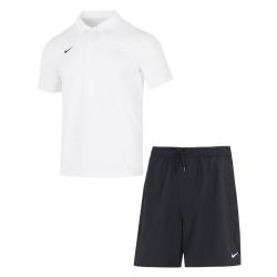 NIKE 夏季翻领短袖Polo衫跑步运动短裤男子时尚休闲两件套