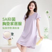 芬腾 透气短袖睡裙薄款亲肤纯棉连衣裙睡衣女