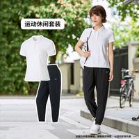 NIKE 夏季翻领女式短袖Polo衫时尚休闲女裤长裤运动两件套