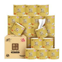 清风 卷筒纸卫生纸厕纸手纸金装4层200克27卷家用纸巾