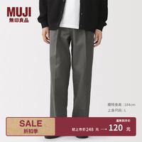 無印良品 MUJI 男式 丝光斜纹抽褶宽版裤男士长裤子休闲裤26年春季 男装 中灰色 79 /下裆74cm(175/78A)