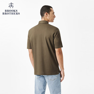 布克兄弟 3002 纯色刺绣logo Polo衫 深绿色 XL