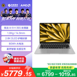 机械革命 星耀14 锐龙AI9版 14英寸 游戏本 银色（锐龙AI 9H 365、集成显卡、32GB、1TB、2880*1800、OLED、120Hz）
