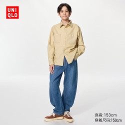 优衣库 童装男童女童廓形牛仔裤/水洗产品486631 66 蓝色