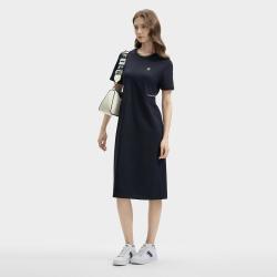 FILA 女装连衣裙女士时尚休闲防晒基础通勤针织短袖裙子