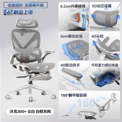 永艺 沃克300+ 人体工学椅 300+ 云白【4D头枕 4D联动扶手】
