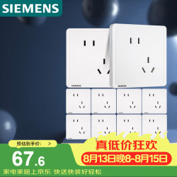 西门子 Adela致典系列 5UB14183NC01 斜五孔插座 雅白 十只装