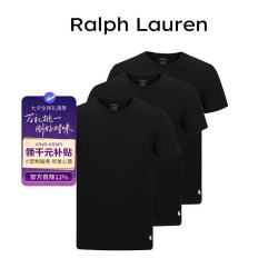 RALPH LAUREN 纯棉圆领短袖T恤 黑色 XL 3件装