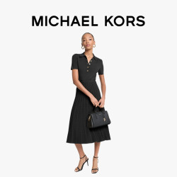 MICHAEL KORS MK 女士 Polo 领中长款收腰针织裙