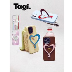 Tagi. 《让人开心》金属支架皮质爱心手机壳立体适用iPhone17/16