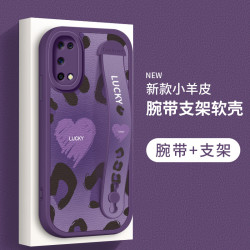 千族 适用oppok7x手机壳新款k1豹纹腕带小羊皮女款k7全包防摔保护